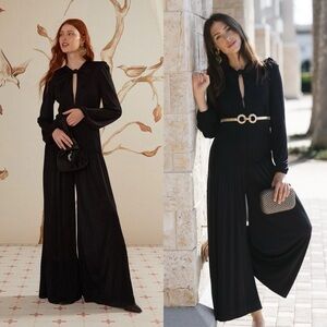 FARM RIO Black Long Sleeve Knot Jumpsuit M